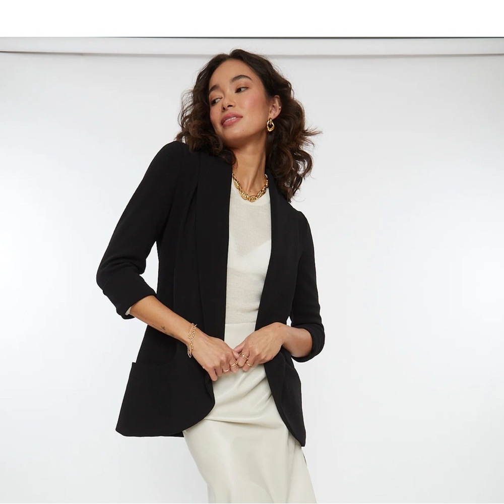 FrenchMauve Melanie Knit Tunic Blazer Elegant Black Women's Blazer 1X